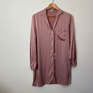 La Perla Studio Mauve Pink Long Sleeve Button Down Sleepshirt Women's 2 US Small